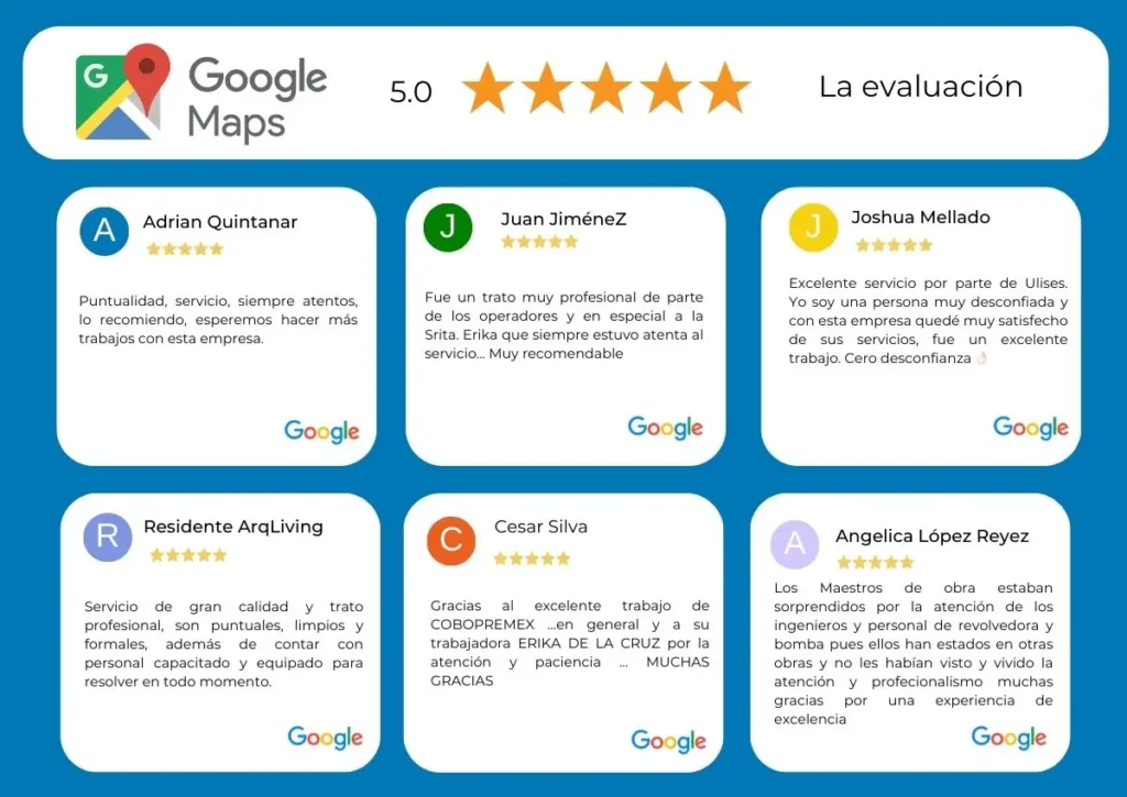 Cobopremex tiene 5 estrellas en google maps